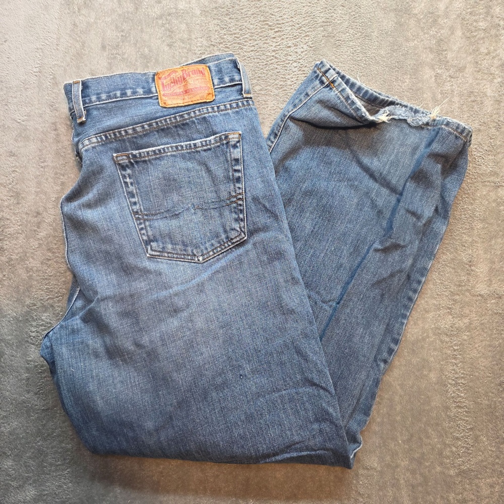 Lucky Brand Transit Jeans Mens 40x31 Blue Relaxed Straight Denim Zip Fly USA